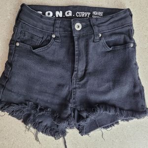 S.O.N.G. Girls Black Stretchy Cut-off Shorts